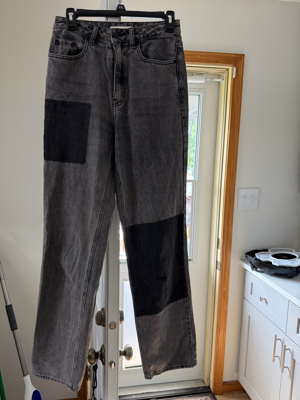 PacSun Black and Gray Patchwork Straight Jeans